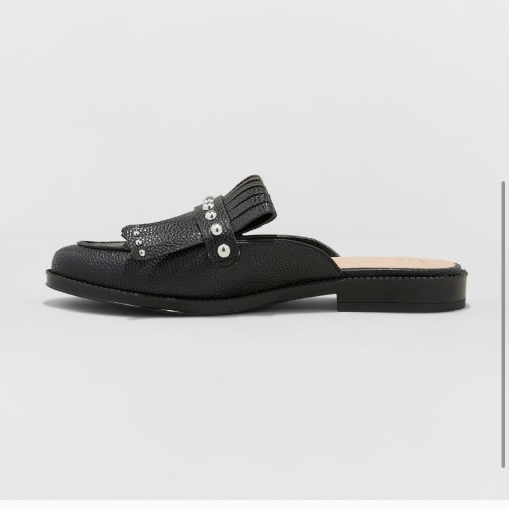 Black Karoline Fringe Mules